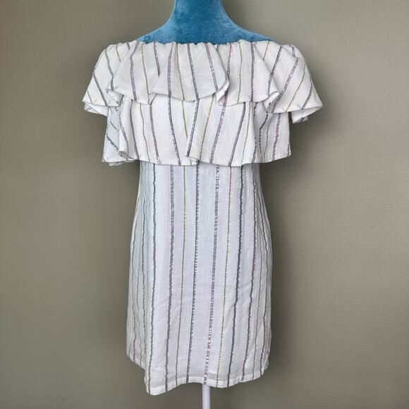 Charles Henry Nordstroms Women S Off-Shoulder Striped Ruffle Mini Dress - Picture 11 of 16